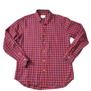 Stamp Borromeo Milano Mens RedNavy Gingham Check ButtonDown Cotton Size M CC26